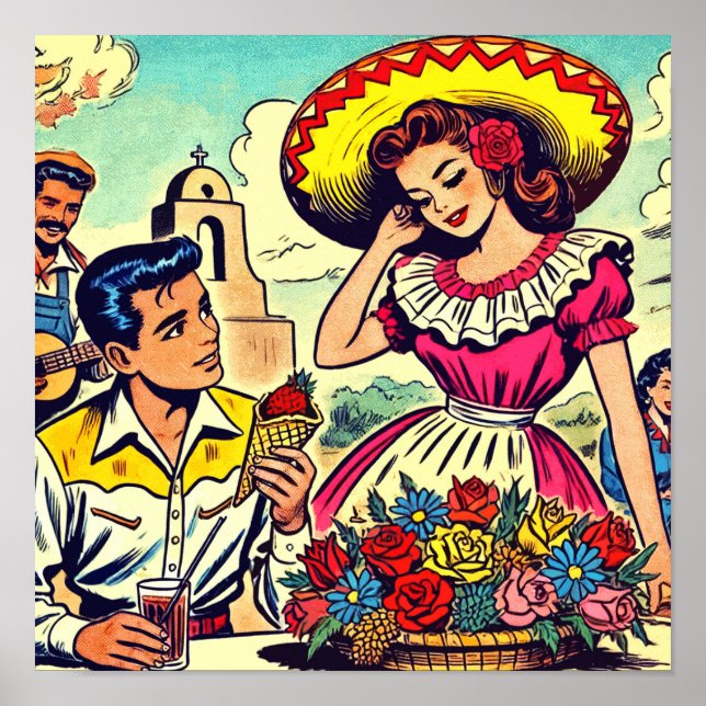 Poster Retro Love Couple Comic (Devant)