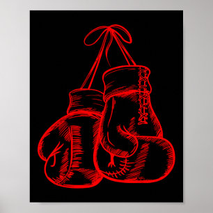 Poster Retro Love Red Boxer Gants Cadeaux Boxer Cadeau