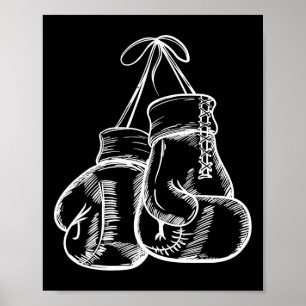 Poster Retro Love White Boxer Gants Cadeaux Boxer Cadeau