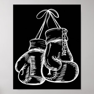 Poster Retro Love White Boxer Gants Cadeaux Boxer Cadeau