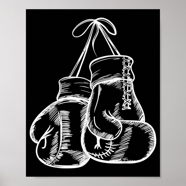 Poster Retro Love White Boxer Gants Cadeaux Boxer Cadeau (Devant)