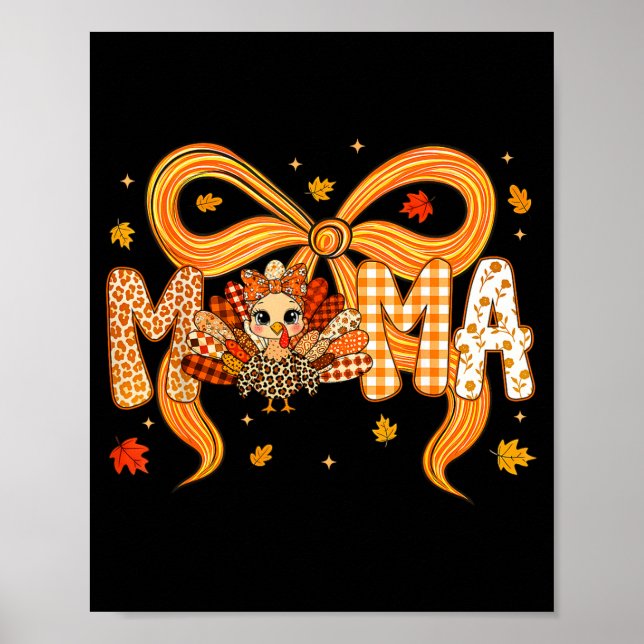 Poster Retro Mama Coquette Fall Turkey Thanksgiving Match (Devant)