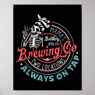 Poster Rétro Mama's Ery Brewing Co Drôle de sein Skeleton