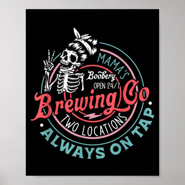 Poster Retro Mama's Ery Brewing Co Funny Breastfeeding Sk (Devant)