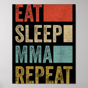 Poster Rétro Manger Dormir MMA Répéter Vêtements MMA Drôl