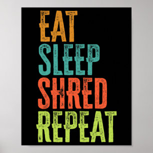 Poster Retro Manger Sleep Shred Répéter Snowboard Surf