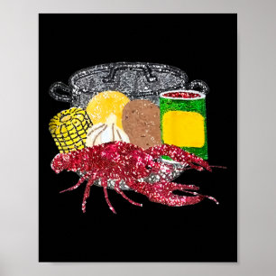 Poster Retro Mardi Gras Crawfish Saison Imprimer