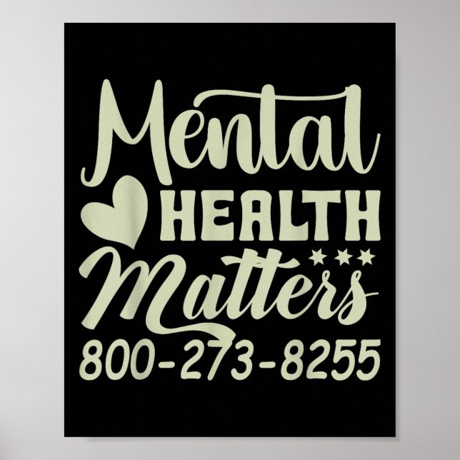 Poster Retro Mental Health S 800-273-8255 Awareness  (Devant)