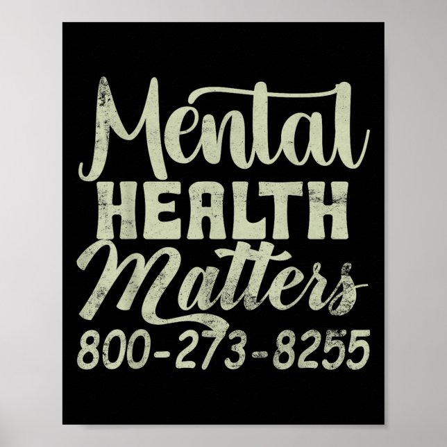 Poster Retro Mental Health S 800-273-8255 Awareness  (Devant)
