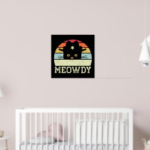Retro Meowdy Chat Mème Drôle Cowboy Chat Cadeaux C
