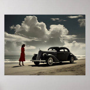 Poster Retro Miami Beach années 1940 sur la plage