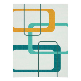 Poster Retro Mid Century Âge atomique 23 Turquoise, Orang