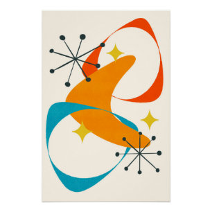 Poster Retro Mid Century Espace atomique Age Abstrait 20