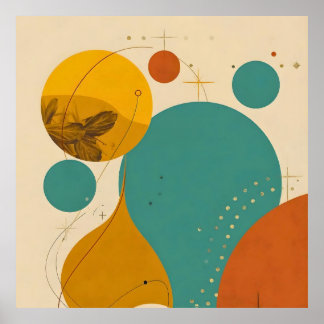 Poster Retro Mid Century Modern Geometric Abstract Design