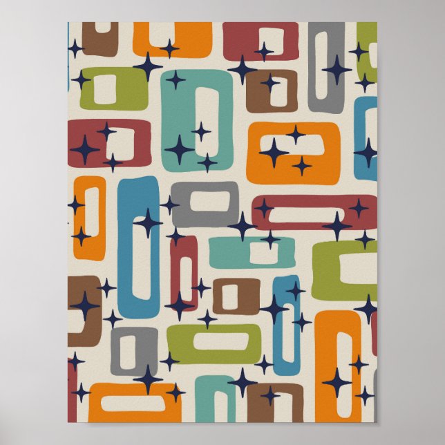 Poster Retro Mid-Century Moderne Abstrait (Devant)
