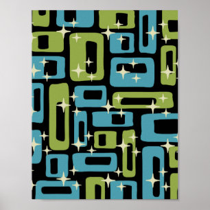 Poster Retro Mid-Century Moderne Abstrait