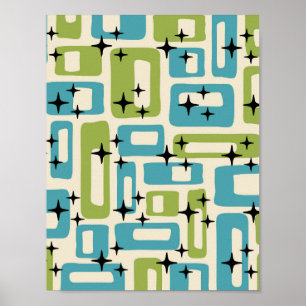 Poster Retro Mid-Century Moderne Abstrait