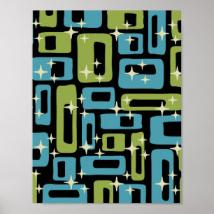 Poster Retro Mid-Century Moderne Abstrait