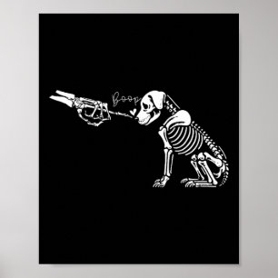 Poster Retro mignon squelette main botte chien drôle Hall