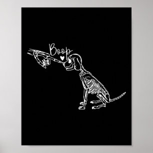 Poster Retro mignon squelette main botte chien drôle Hall