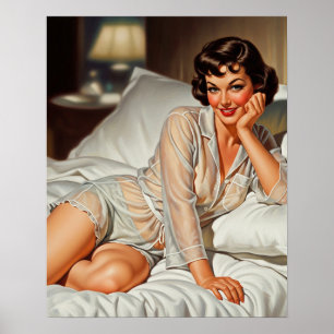 Poster Rétro Mignonne Femme '50 Pin-up