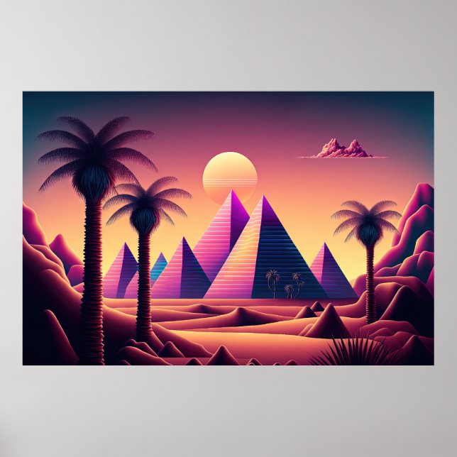 Poster Retro Mirage : Un voyage Synthwave (Devant)