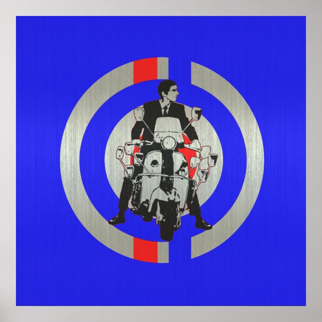 Poster Retro Mod scooter rider métallique (Devant)