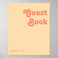 Rétro moderne | Orange Cream Guest Book Sign