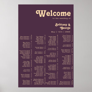 Poster Rétro moderne   Siège Alphabétique Violet foncé