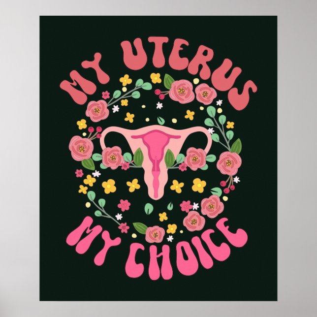 Poster Rétro Mon utérus Mon choix, Feminist Pro choice (Devant)