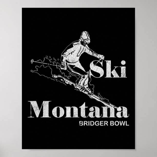 Poster Retro Montana Bridger Bowl Skiing Tee (Devant)