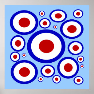 Poster Rétro motif de cercle d'années '60 de mod