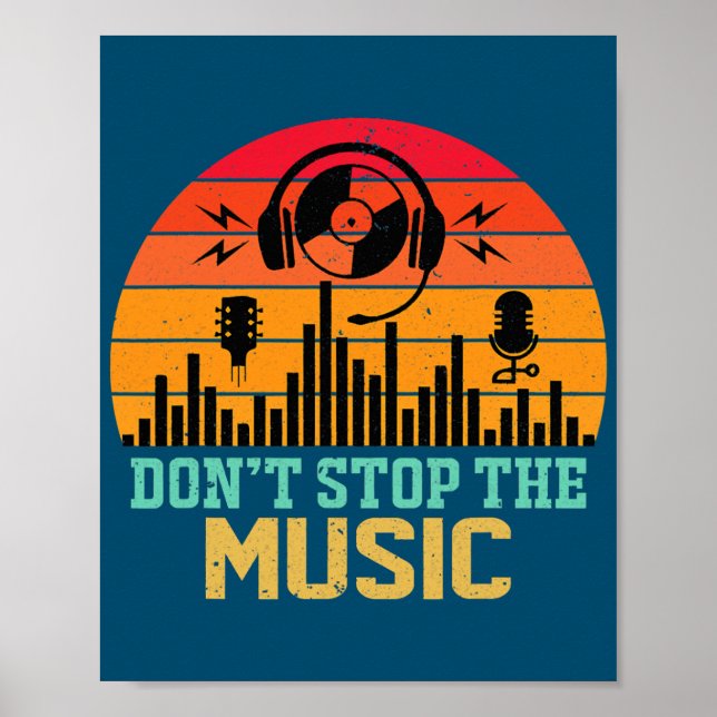 Poster Retro n'arrêtez pas les écouteurs audio de Music L (Devant)