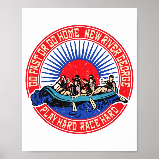 Poster Retro New River George Rafting  (Devant)