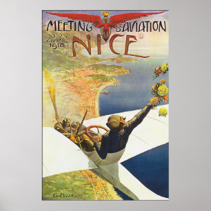 Poster Retro Nice France from above