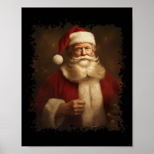 Poster Retro Noël Funny Trump Père Noël Vintage Xm