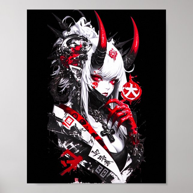 Poster Retro Okami Girl Basic Japan Style Fox Cute Cool M (Devant)