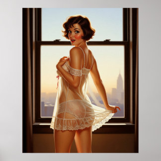 Poster Retro Old School Pin-up Girl