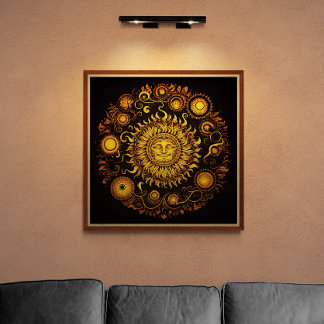 Poster Retro Ornate souriant Sun AI Art | VINTAGE