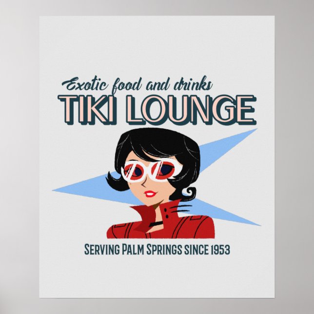 Poster Retro Palm Springs Tiki Lounge Imprimer sur Brown (Devant)