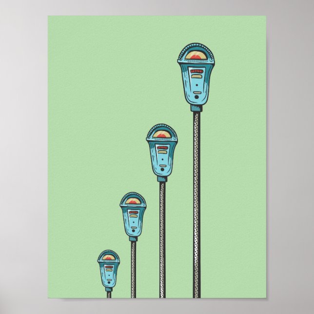 Poster Retro parking meter (Devant)