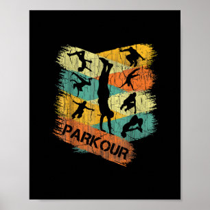 Poster Retro Parkour pour les garçons Silhouette Vintage 