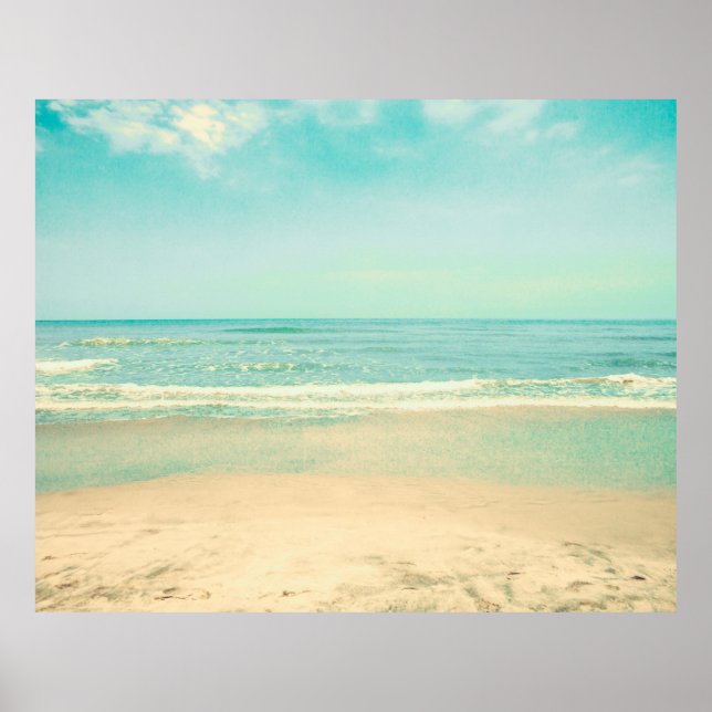 Poster Retro Pastel Beachbeach, arrière - plan, été, vint (Devant)