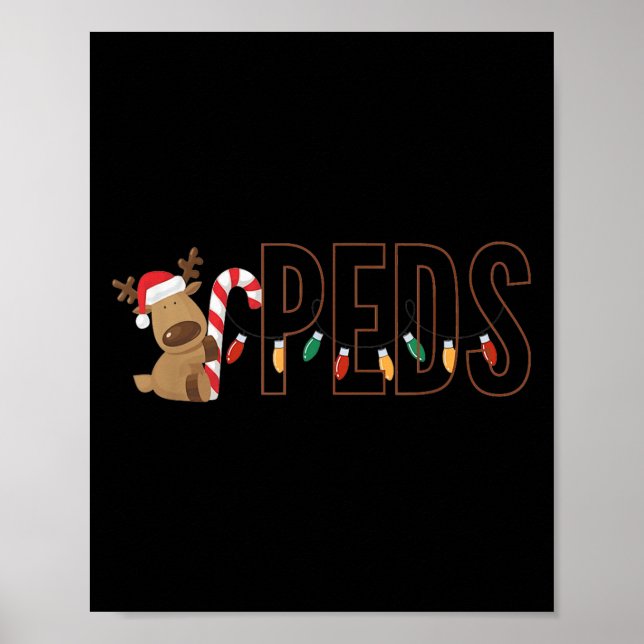 Poster Retro Pediatrics Christmas Lights Reindeer Peds Nu (Devant)