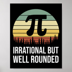 Poster Retro Pi Day Irrationnel Mais Bien Arrondi Mat Drô