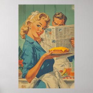 Poster Retro Pie et Charme de Papier