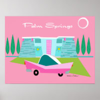 Poster Retro Pink Palm Springs