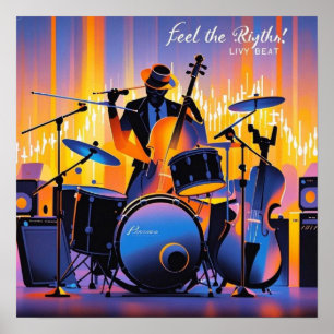 Poster Retro Pop Instruments de musique Abstraits dramati