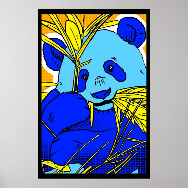 Poster Retro Popart Panda (Devant)