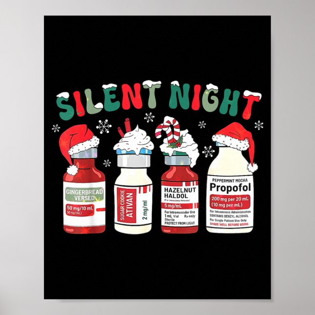 Poster Retro Profol Silent Night Icu Nurses Funny Merry C (Devant)